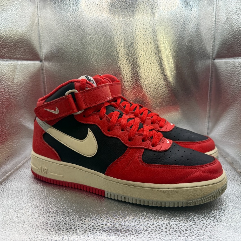 Size 10.5 Nike Air Force 1 Mid '07 LV8 AF1 Black Red Mens Sneakers DZ2554-001